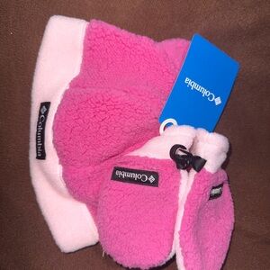 Columbia Pink Fleece Kids Hat and Mittens